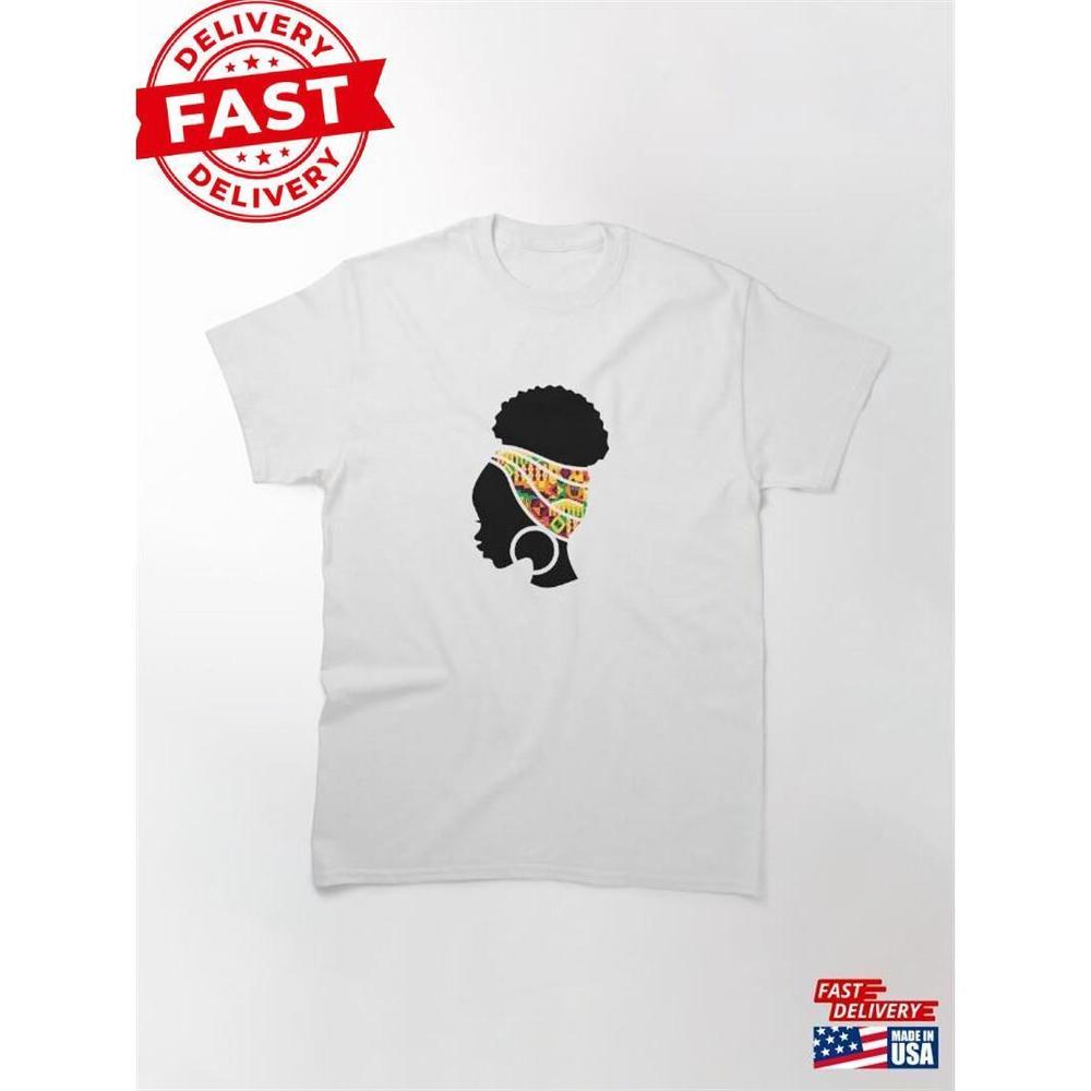 Afro Woman With African Patten Symbols Black History Classic T-Shirt